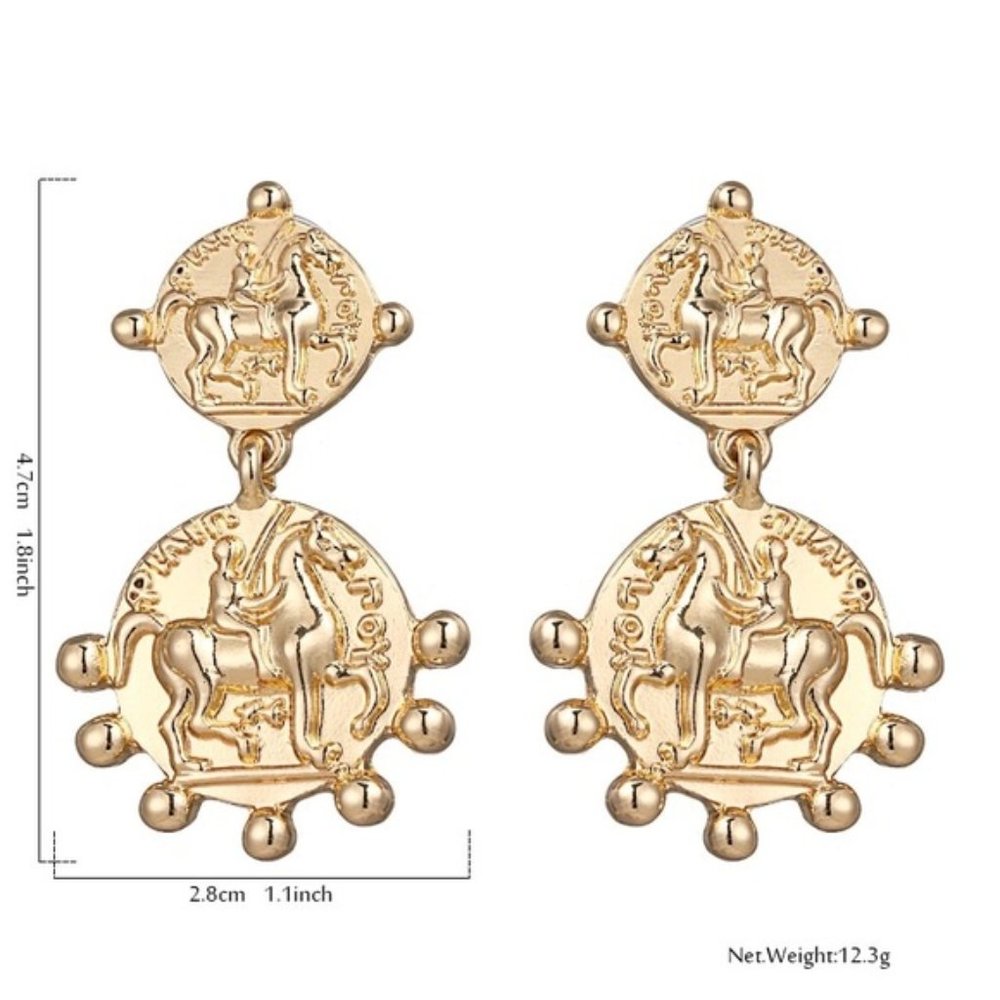 Vintage style gold earrings - Picture 3 of 3